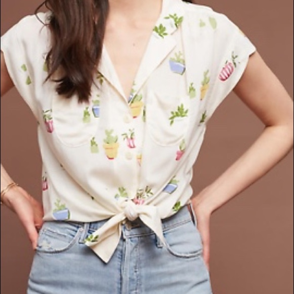 Anthropologie Cactus Blouse